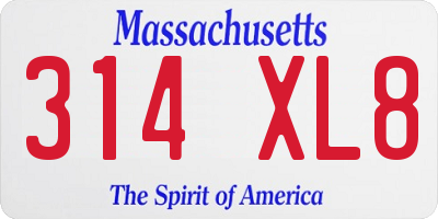 MA license plate 314XL8
