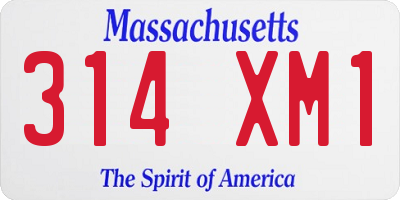 MA license plate 314XM1