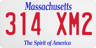 MA license plate 314XM2