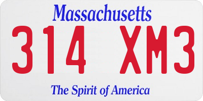 MA license plate 314XM3