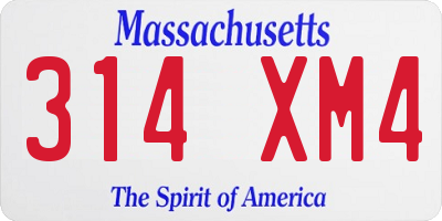 MA license plate 314XM4