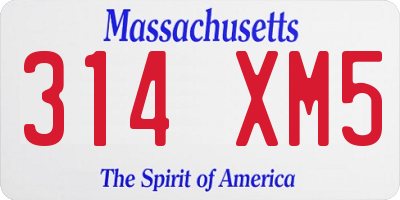 MA license plate 314XM5