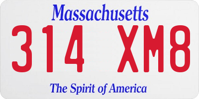 MA license plate 314XM8