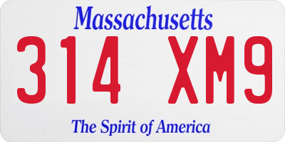 MA license plate 314XM9