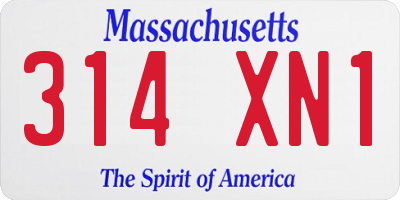 MA license plate 314XN1