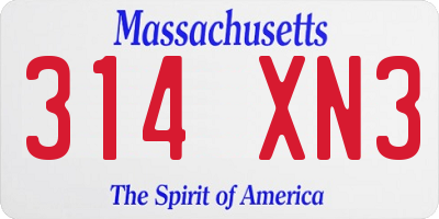 MA license plate 314XN3