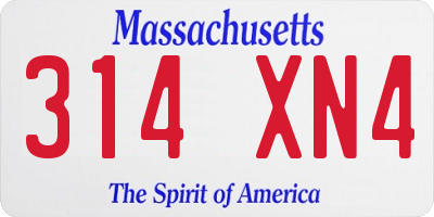 MA license plate 314XN4