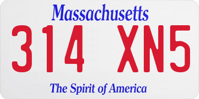 MA license plate 314XN5