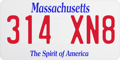 MA license plate 314XN8