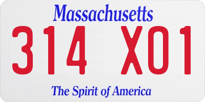 MA license plate 314XO1