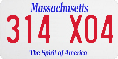 MA license plate 314XO4