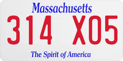 MA license plate 314XO5