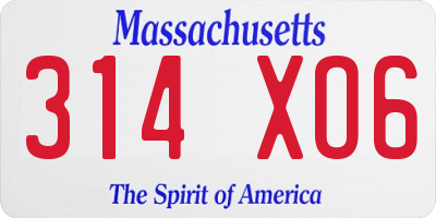 MA license plate 314XO6