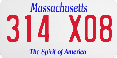 MA license plate 314XO8