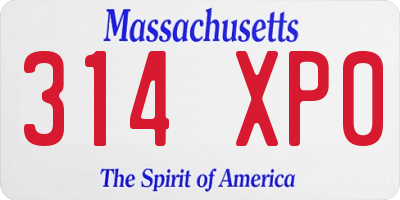 MA license plate 314XP0