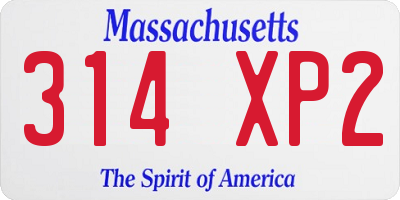 MA license plate 314XP2