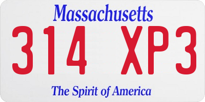 MA license plate 314XP3