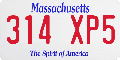 MA license plate 314XP5
