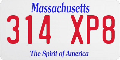 MA license plate 314XP8