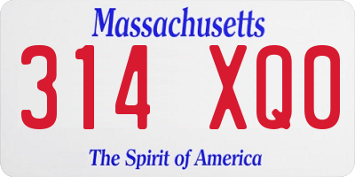 MA license plate 314XQ0
