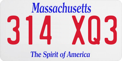 MA license plate 314XQ3