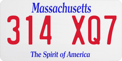 MA license plate 314XQ7
