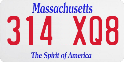 MA license plate 314XQ8