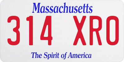 MA license plate 314XR0