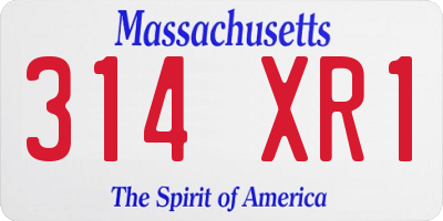 MA license plate 314XR1