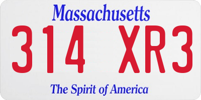 MA license plate 314XR3
