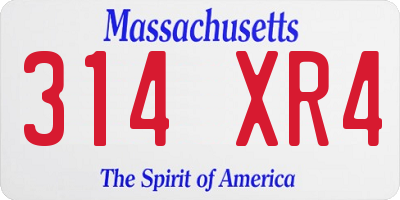 MA license plate 314XR4