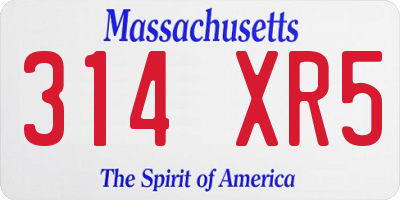 MA license plate 314XR5