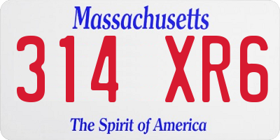 MA license plate 314XR6