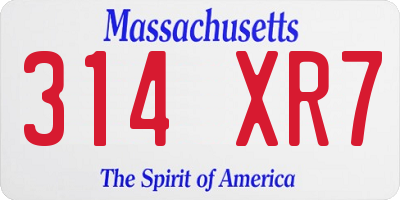 MA license plate 314XR7