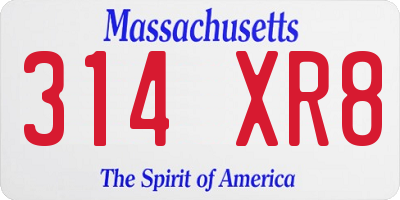 MA license plate 314XR8