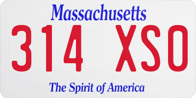MA license plate 314XS0
