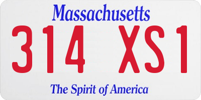 MA license plate 314XS1