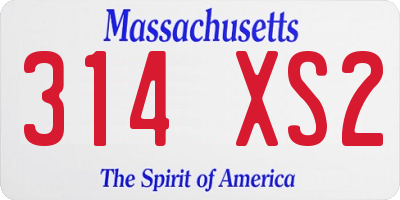 MA license plate 314XS2