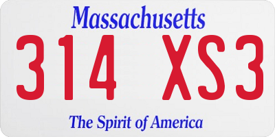 MA license plate 314XS3