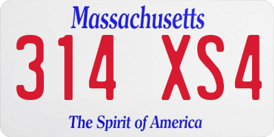 MA license plate 314XS4