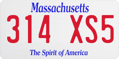 MA license plate 314XS5