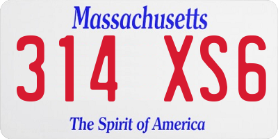 MA license plate 314XS6