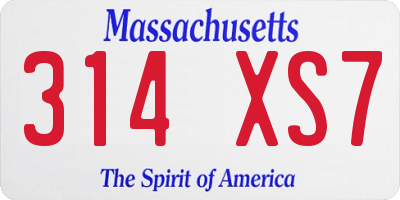 MA license plate 314XS7