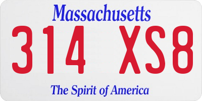 MA license plate 314XS8