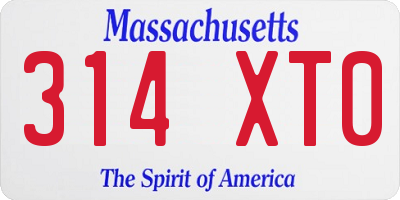 MA license plate 314XT0