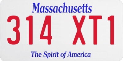 MA license plate 314XT1