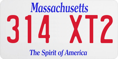MA license plate 314XT2