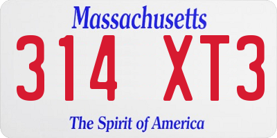 MA license plate 314XT3