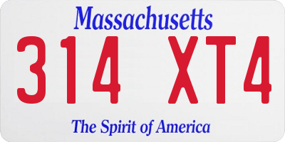MA license plate 314XT4