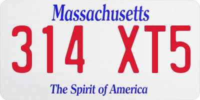 MA license plate 314XT5